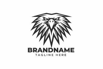 Stylized Eagle Head with Sharp Lines on White Background Brand Logo