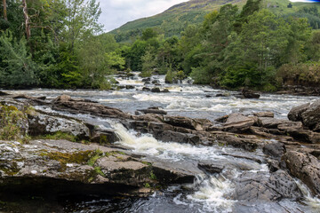 Falls of Dochart rapids in Killin, Tayside, Scotland