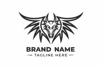 Winged Dragon Emblem on White Background for Brand Identity