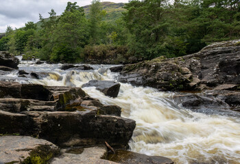 Falls of Dochart rapids in Killin, Tayside, Scotland