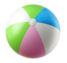 Obraz premium Colorful beach ball with green pink blue white sections on transparent background