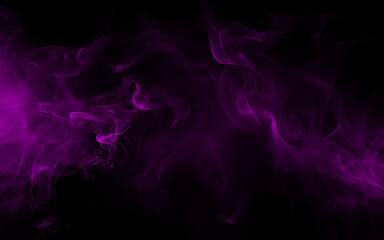 Obraz premium Swirling purple mist on black background – Abstract emotion, Ethereal calm, Visual texture, vapor, flow, contrast, design