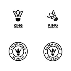Badminton Brand Logos with Shuttlecock and Crown Design