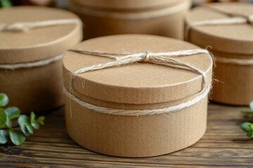EcoFriendly Gift Boxes on Wood.