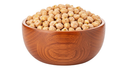 Isolated Chickpeas in Wooden Bowl