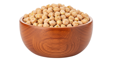 Isolated Chickpeas in Wooden Bowl