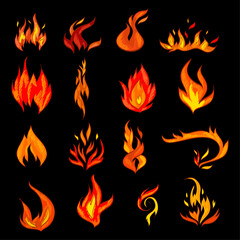fire flames yellow blaze symbols illustration background