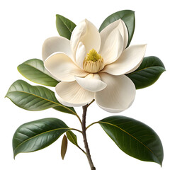 Obraz premium Closeup of a beautiful white magnolia flower isolated on transparent background