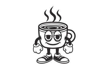 Isolated Paper Cup with Striped Design and Cloud Shaped Steam on White