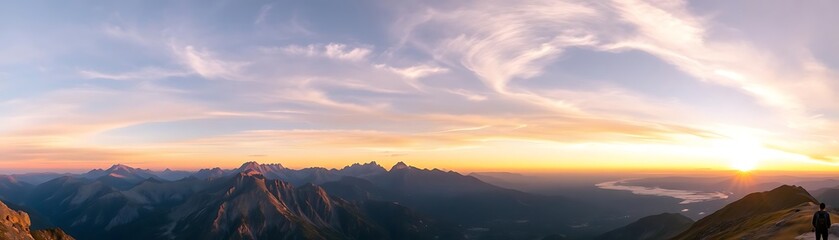 Obraz premium Celestial Dawn Over the Mountains