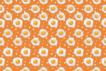 Illustration of fried egg hand drawn with white circle on orange background.