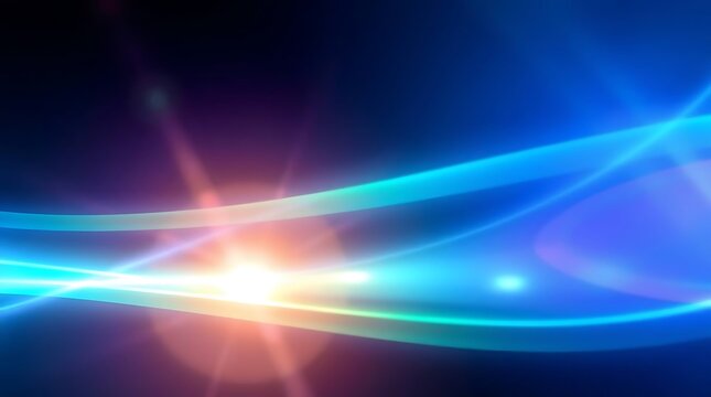 Glow of abstract blue light rays with motion space background.