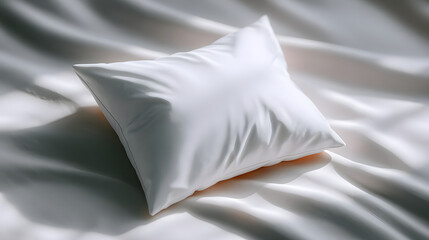 White pillow on cozy and comfortable bedroom scene