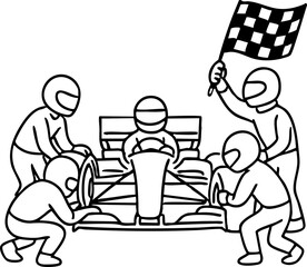 Formula 1 Pit Stop & Checkered Flag Illustration