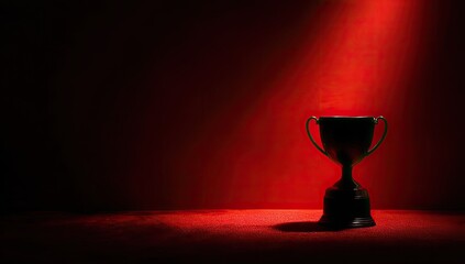 Trophy under spotlight, dark red background