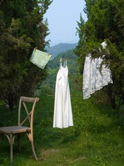 dress on a clothesline,life in the country 
