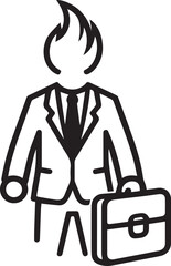 Businessman and Briefcase Vector Icons – Black and White Illustrations