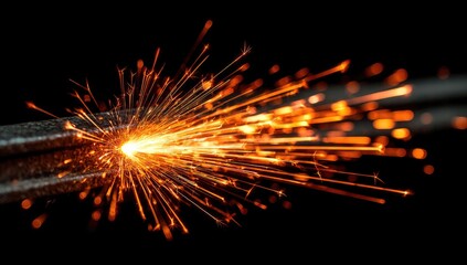 Bright sparks burst from a metal object