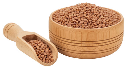 Isolated Buckwheat in Bowl and Scoop