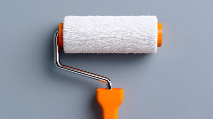 Obraz premium Roller brush applying fresh paint to create clean wall surface