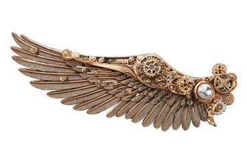 Steampunk wing, intricate gears and feathers