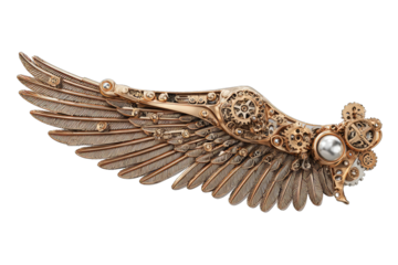 Steampunk wing, intricate gears and feathers