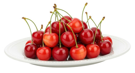 Isolated Rainier Cherries on Plate