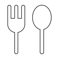 スプーンとフォーク黒色シンプルアイコン　食事・ランチ・ディナー