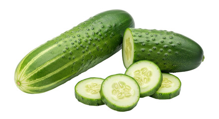 Isolated Cucumbers and Slices