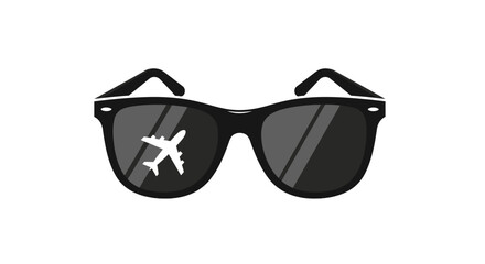 Fototapeta premium Sunglasses reflecting an airplane create a visual representation of travel and adventure dreams within a summer mood concept