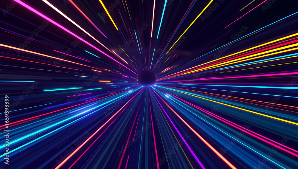 Wall mural particle flow tunnel space vortex, internet science and technology creative background