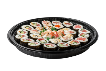 Sushi platter with wasabi and ginger isolated on transparent background