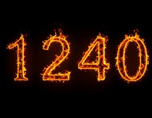 Fiery numerals 1240 on black background