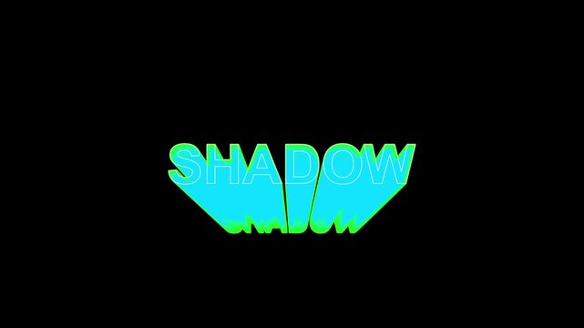 Cyan green shadow text animation 3D title graphic motion graphics intro outro broadcast. Neon cyan green shadow text animation trendy 3D title motion graphics lower thirds element.