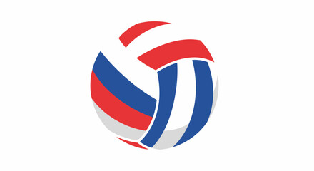 Naklejka premium Artistic volleyball illustration featuring red white and blue patriotic colors creating a dynamic and engaging visual composition