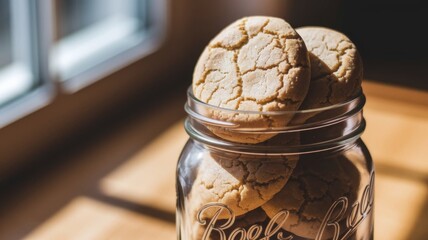 cookies in glass jar on kitchen