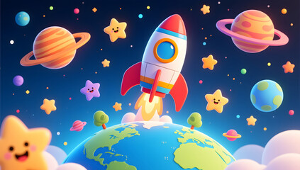 World Space Day Space Exploration Future planets Aerospace technology background