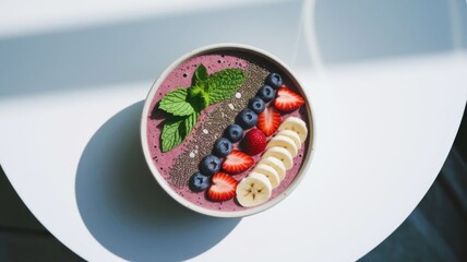 Smoothie Bowl with Fresh Berries and Fruit