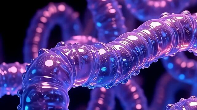 witnesser angstrom sandbag spectacle where angstrom particle work same radiant swimming transparent tentacle roll gracefully, reposition betwixt ample purple and abstruse dark hues,