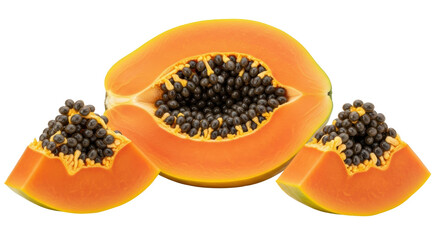Isolated Papaya Slices