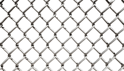 Fototapeta premium Silver metallic chainlink fence with interwoven diamond-shaped pattern