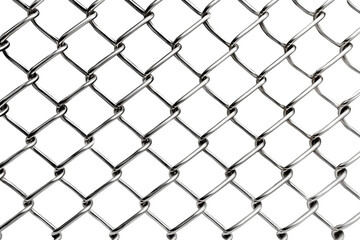 Silver metallic chainlink fence with interwoven diamond-shaped pattern