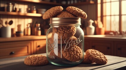 cookies in glass jar on kitchen