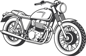 Fototapeta premium Stylized Classic Motorcycle Vector Illustration in Black and White Flat Design