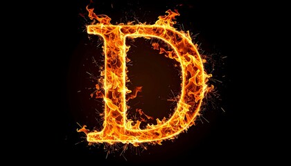 Fiery letter D against a black background