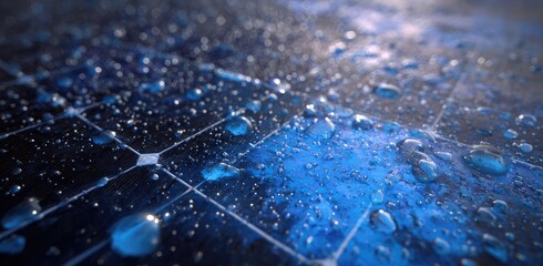 Water droplets on a solar panel