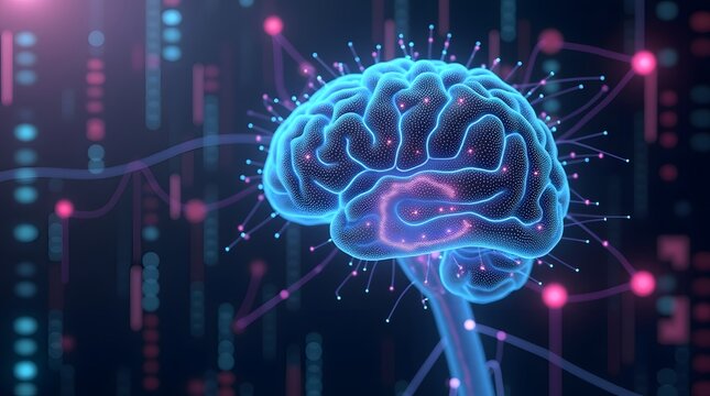 Futuristic AI Brain Data Visualization