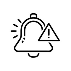 Alert notification bell icon with warning triangle symbol  