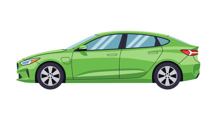Obraz premium Vibrant Green Electric Car Illustration Showcasing Sleek Design on Clean Background