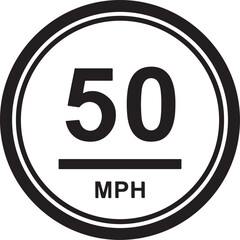 50 MPH Speed Limit Sign Icon &ndash; Traffic Road Safety Symbol